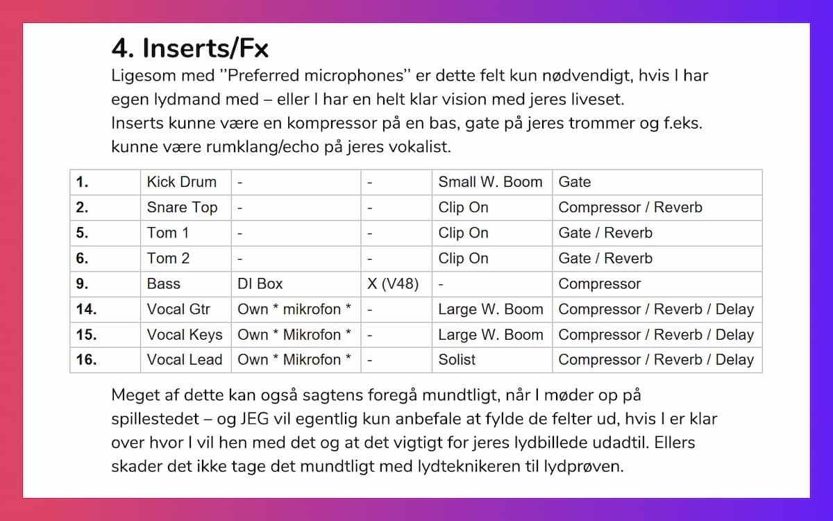 4. Inserts & Fx